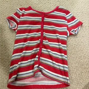 Art Class Red and White Button Down Shirt Casual Striped Top